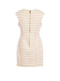 Short tweed dress - White & Pale Yellow & Pink