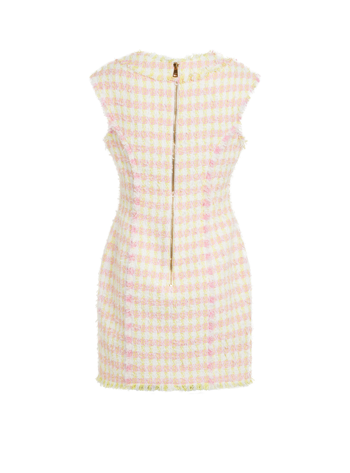 Short tweed dress - White & Pale Yellow & Pink