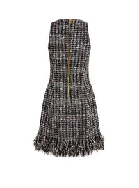 Short tweed dress with buttons - Black & Multicolor
