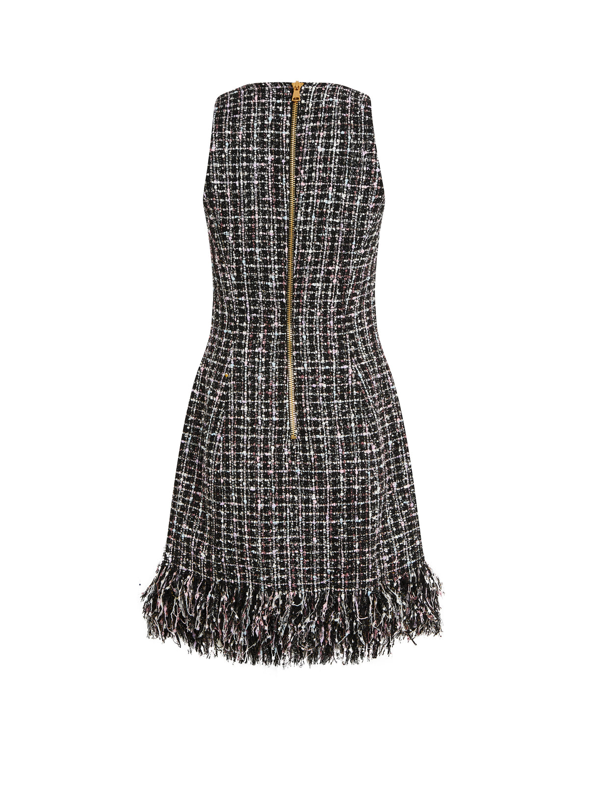 Short tweed dress with buttons - Black & Multicolor