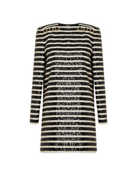 Short sequin-striped dress - Black & White