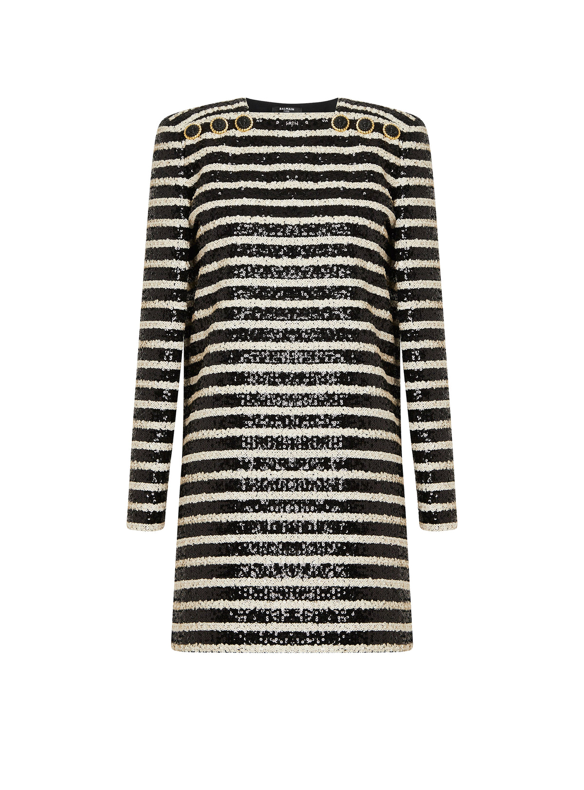 Short sequin-striped dress - Black & White