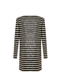 Short sequin-striped dress - Black & White