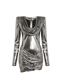 Short draped metallic dress - Silver