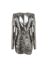 Short draped metallic dress - Silver