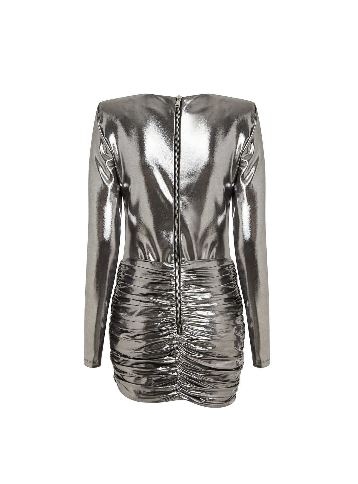 Short draped metallic dress - Silver