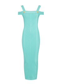Robe midi en maille à bretelles doubles - Menthe