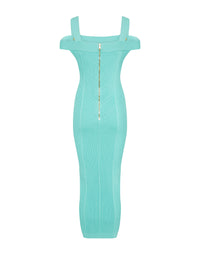 Robe midi en maille à bretelles doubles - Menthe
