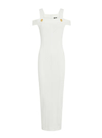 Robe midi en maille à bretelles doubles - Blanc