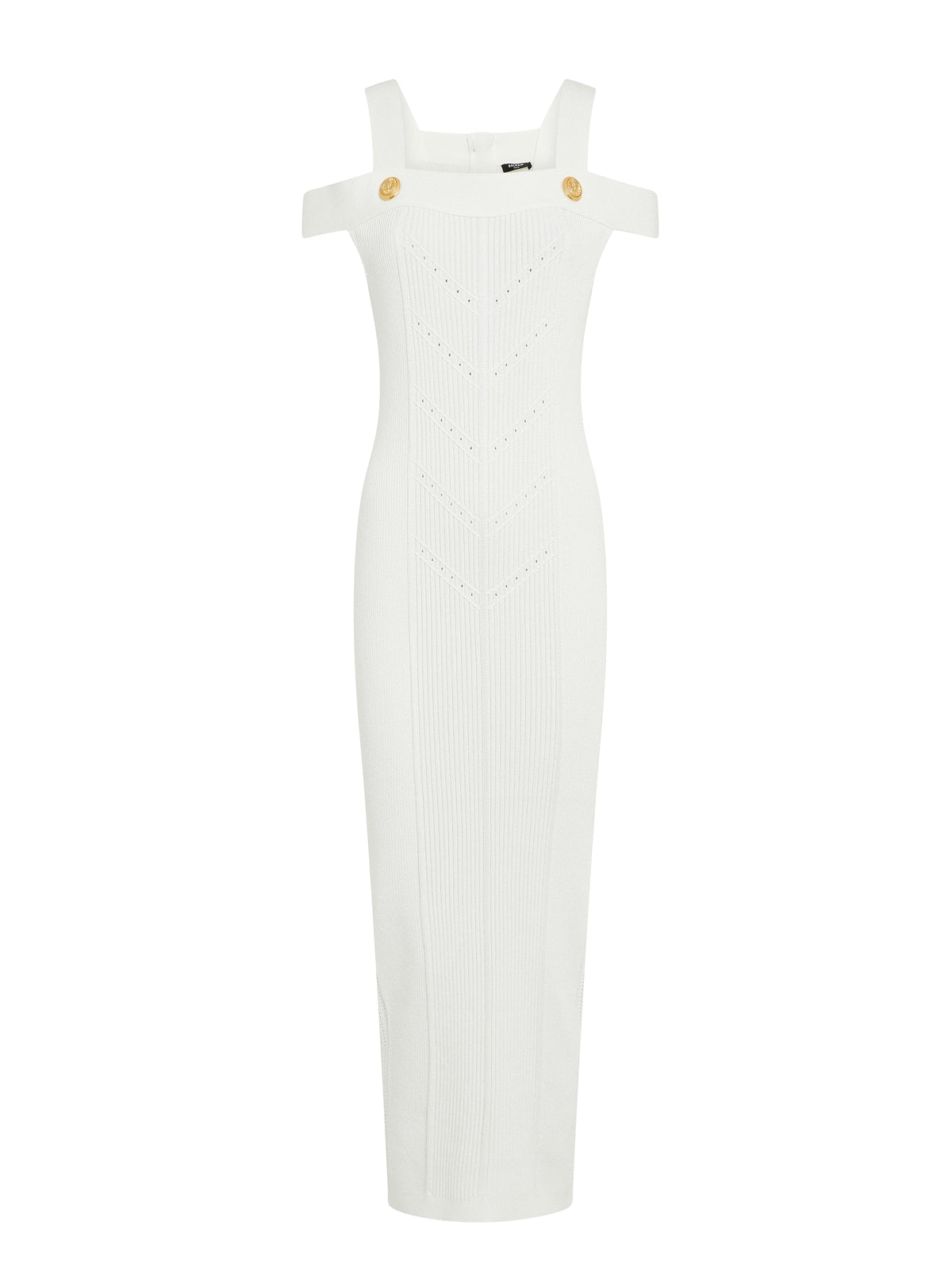 Robe midi en maille à bretelles doubles - Blanc
