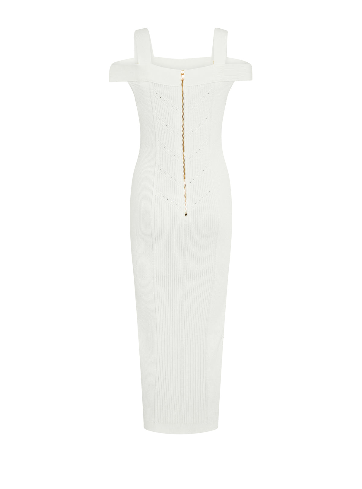 Robe midi en maille à bretelles doubles - Blanc