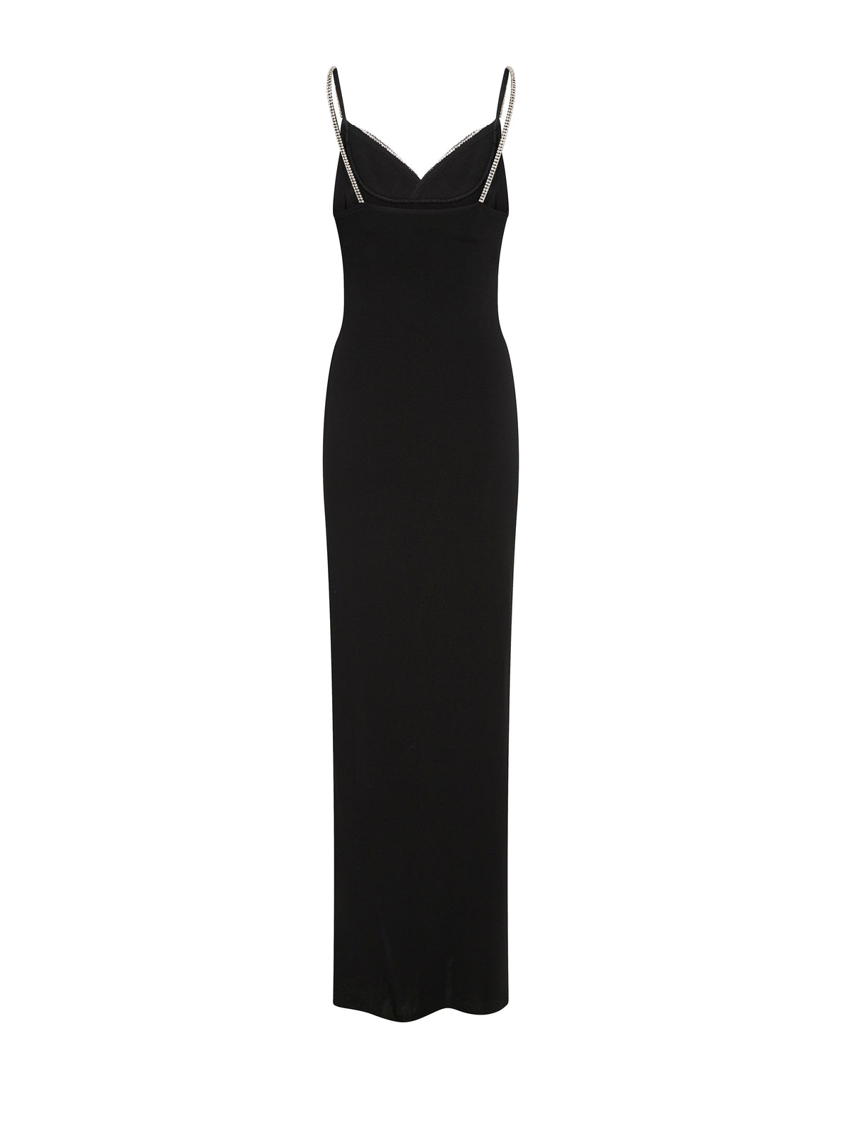 Long slit embroidered knit dress - Black & Silver