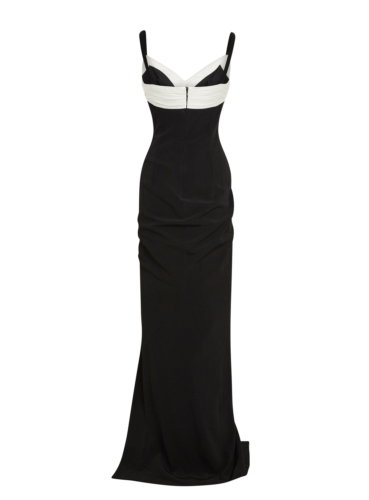 Long two-tone slit crepe dress - Black