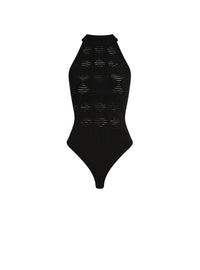 Body en maille texturé en losange - Noir