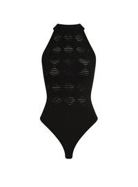 Body texturé en maille - Noir