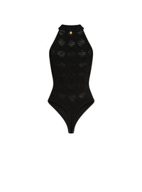 Body en maille texturé en losange - Noir