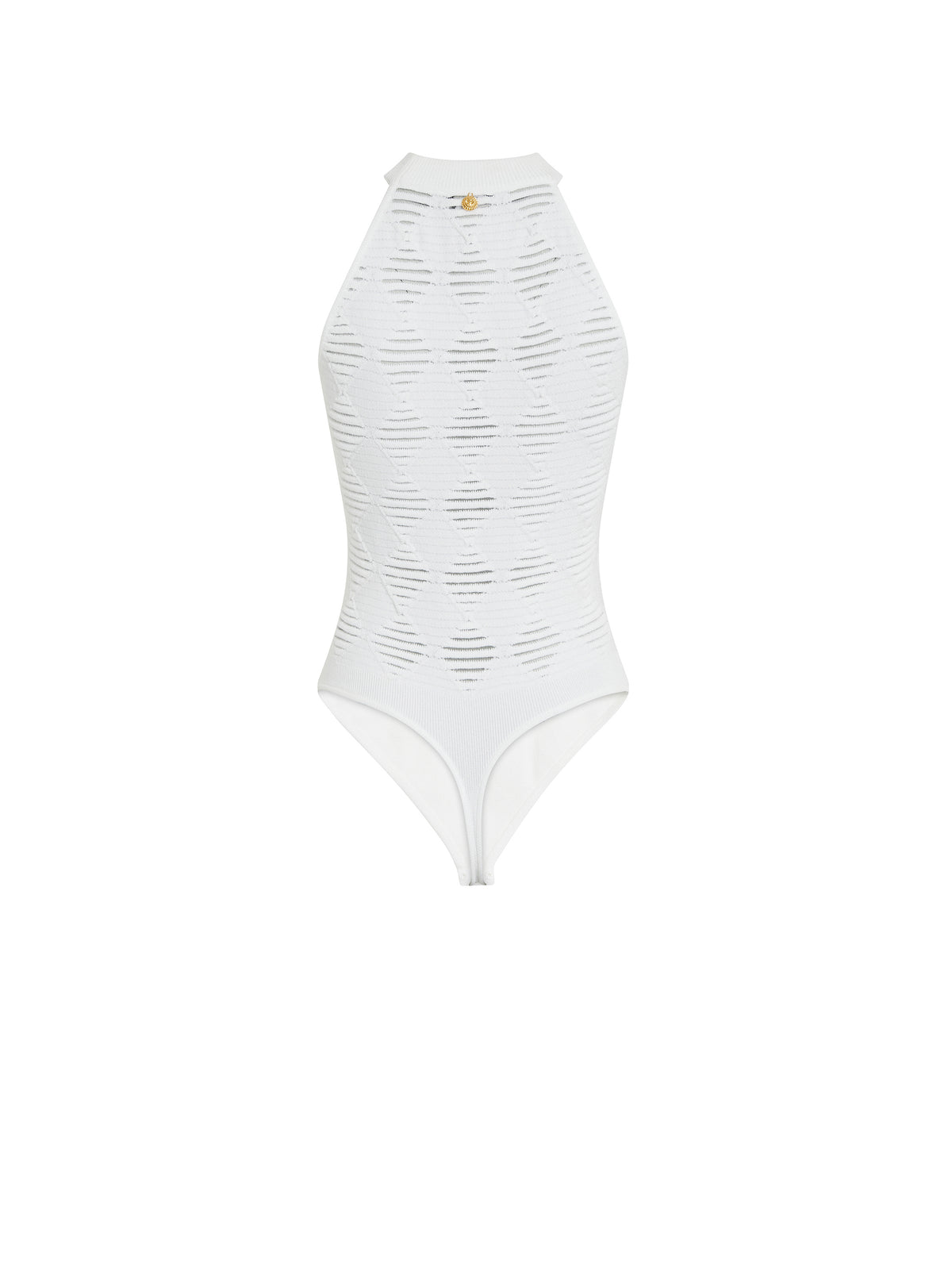 Body en maille texturé en losange - Blanc