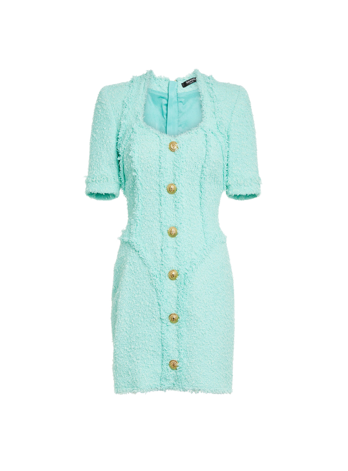 Robe courte à boutons en tweed - Menthe