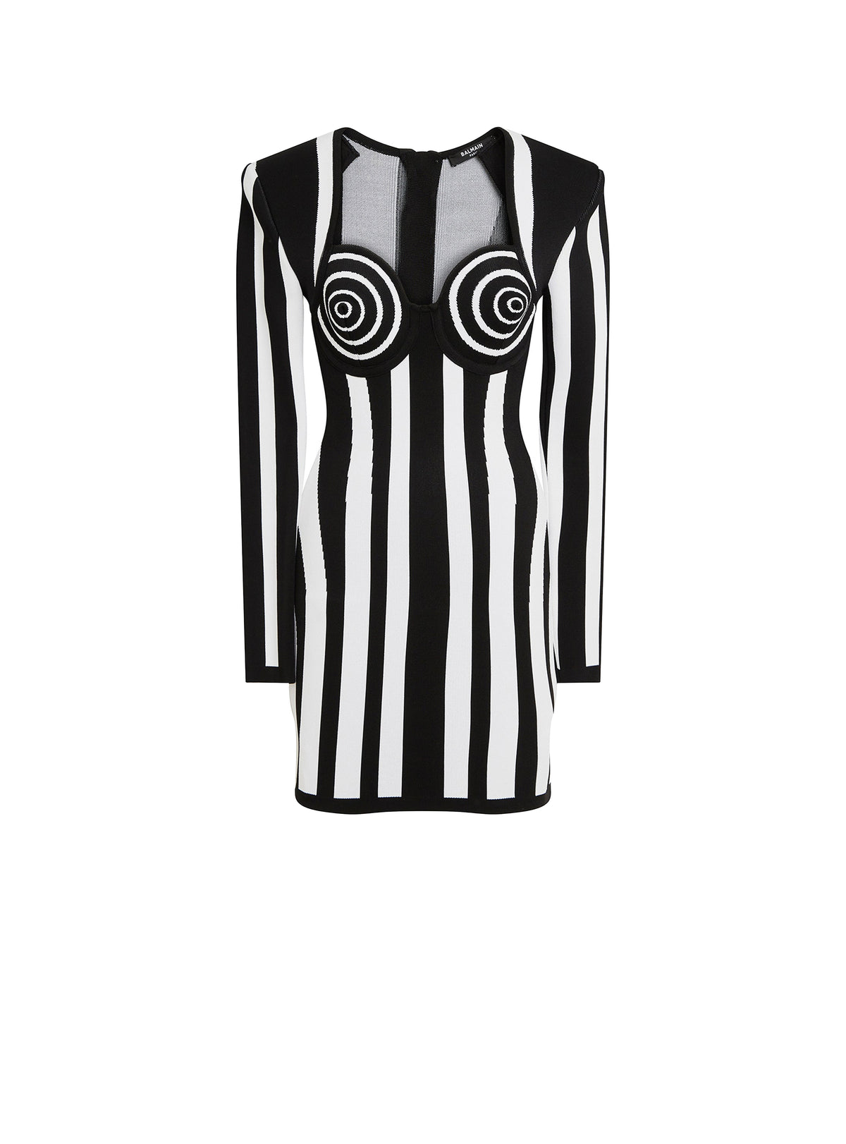 Short striped knit dress - Black & White