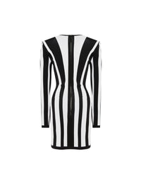 Short striped knit dress - Black & White