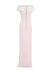 Robe longue en jersey - Rose Pâle & Blanc