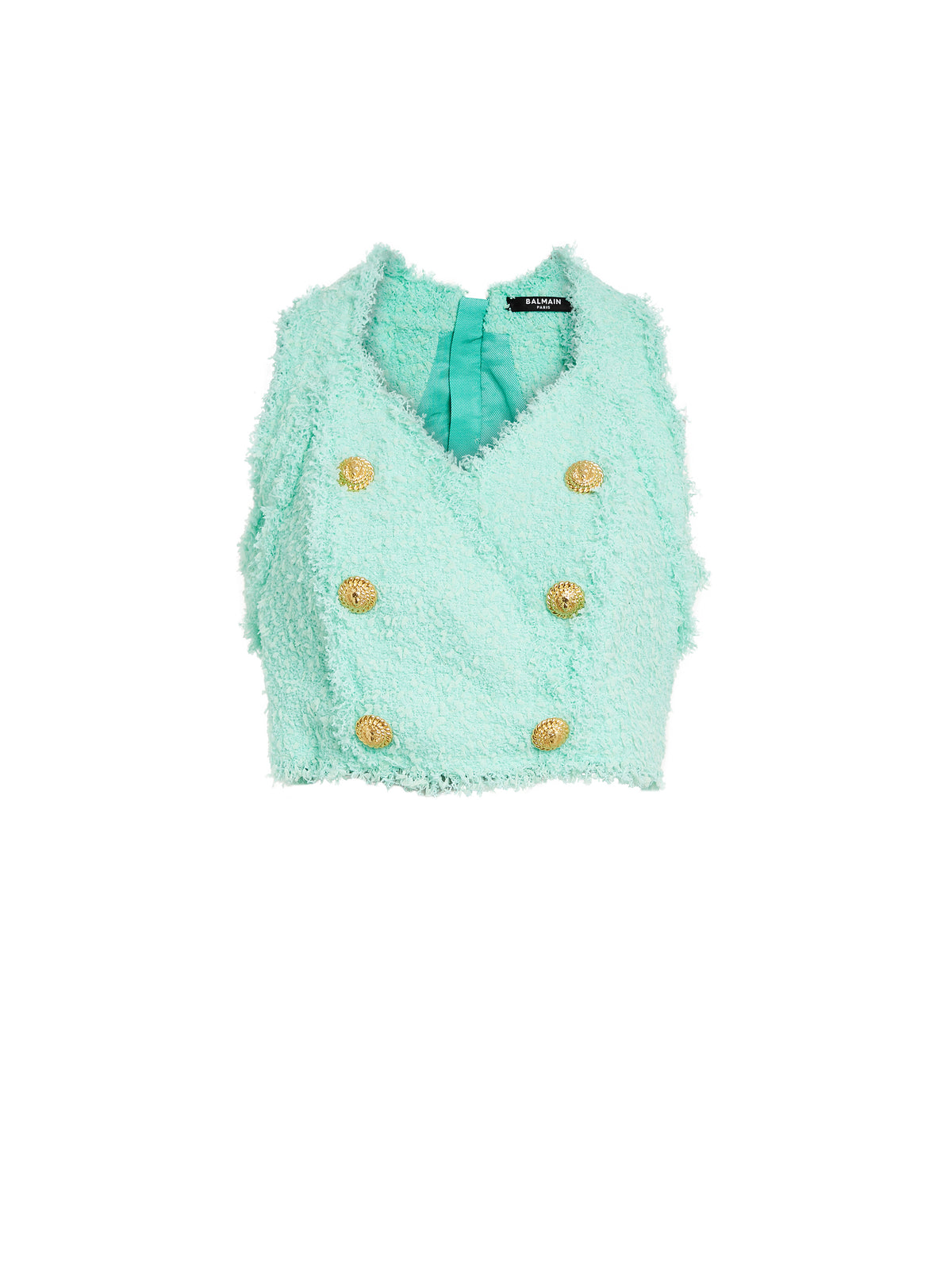 Top en tweed boutonné - Menthe