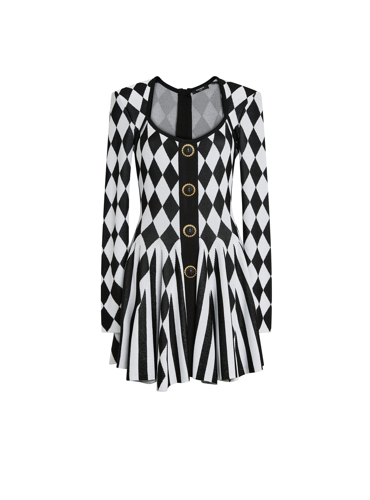 Robe patineuse en maille jacquard diamond - Noir & Blanc