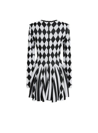 Robe patineuse en maille jacquard diamond - Noir & Blanc