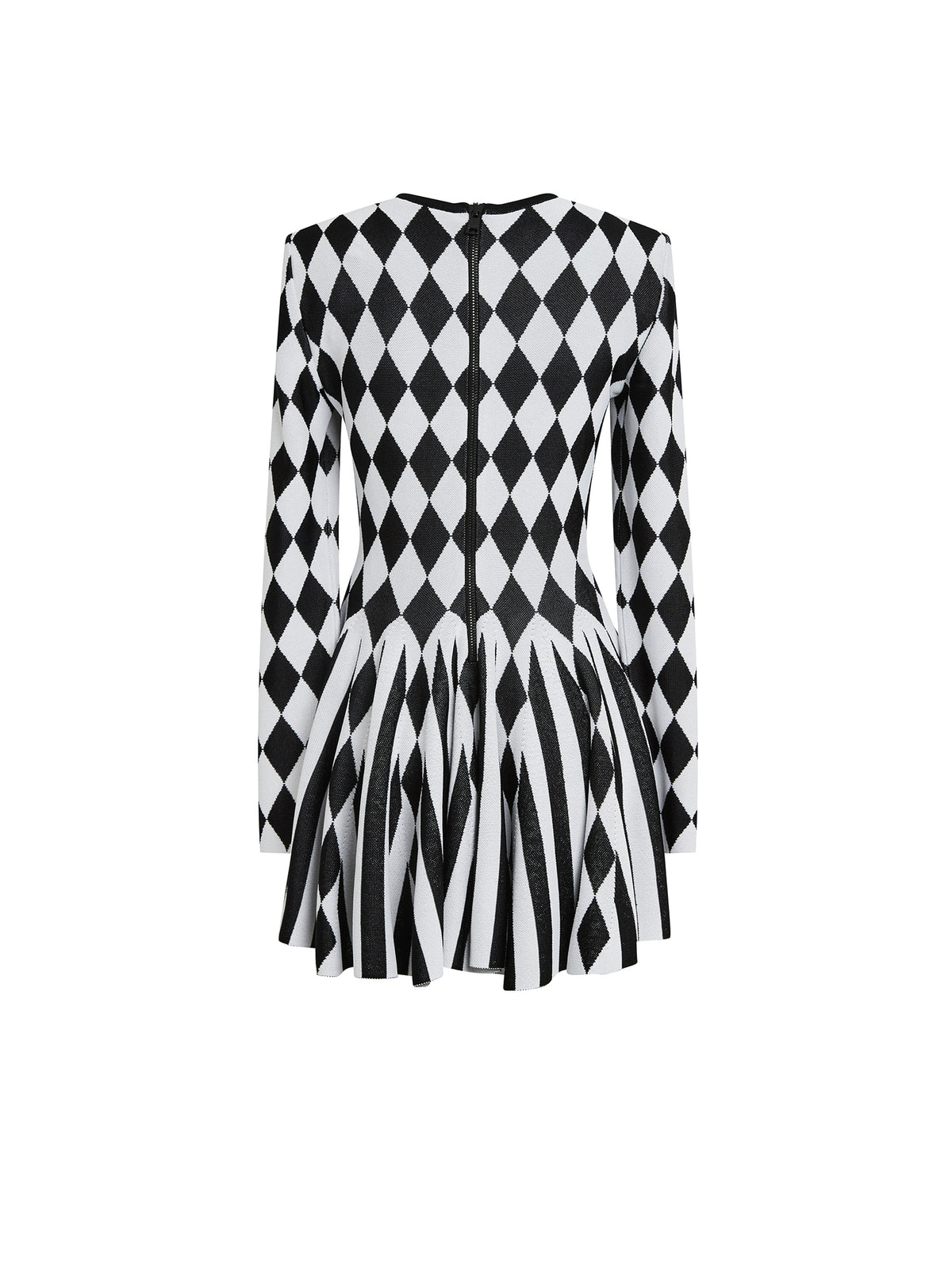 Robe patineuse en maille jacquard diamond - Noir & Blanc