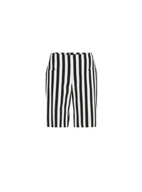 Striped crepe shorts - White & Black