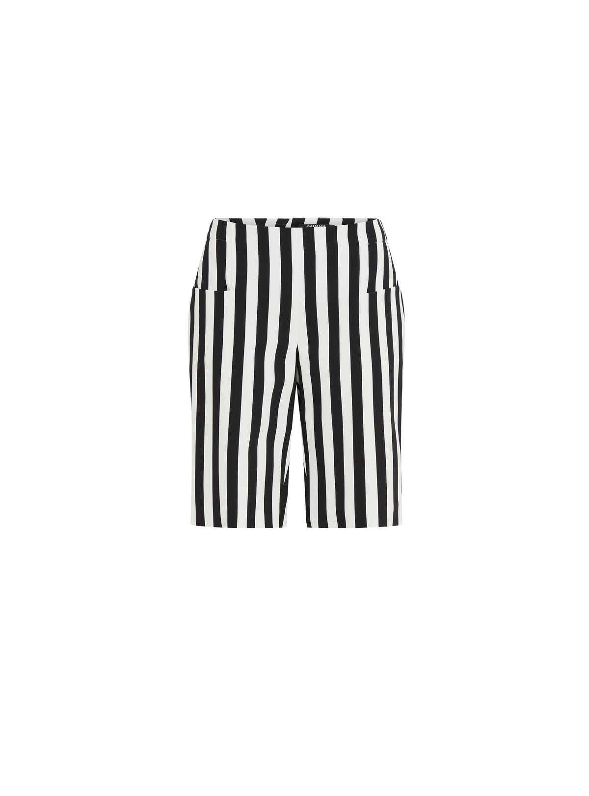 Striped crepe shorts - White & Black