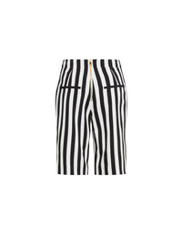 Striped crepe shorts - White & Black