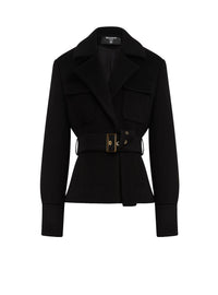 Manteau ceinturé en laine - Noir