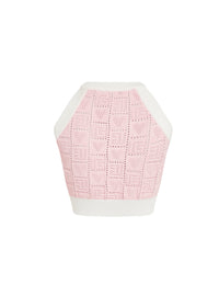 Crop top en tricot - Rose Pâle & Blanc