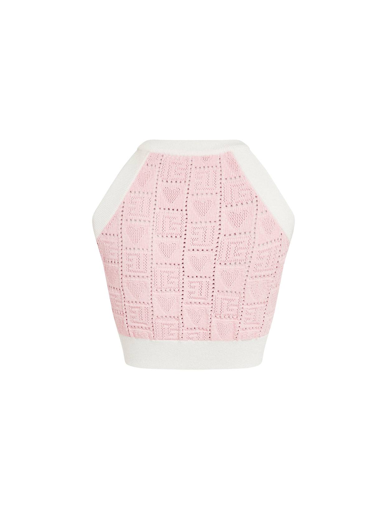 Crop top en tricot - Rose Pâle & Blanc