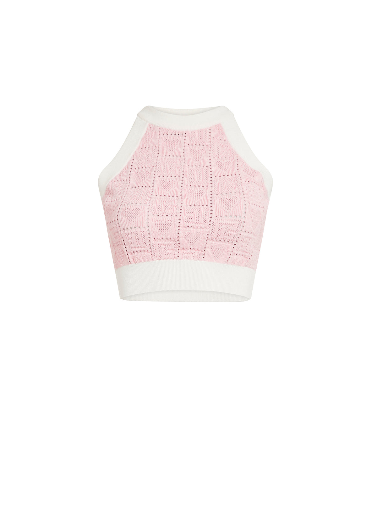 Crop top en tricot - Rose Pâle & Blanc