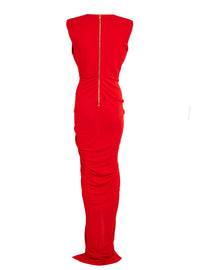 Long crepe tailored dress - Red