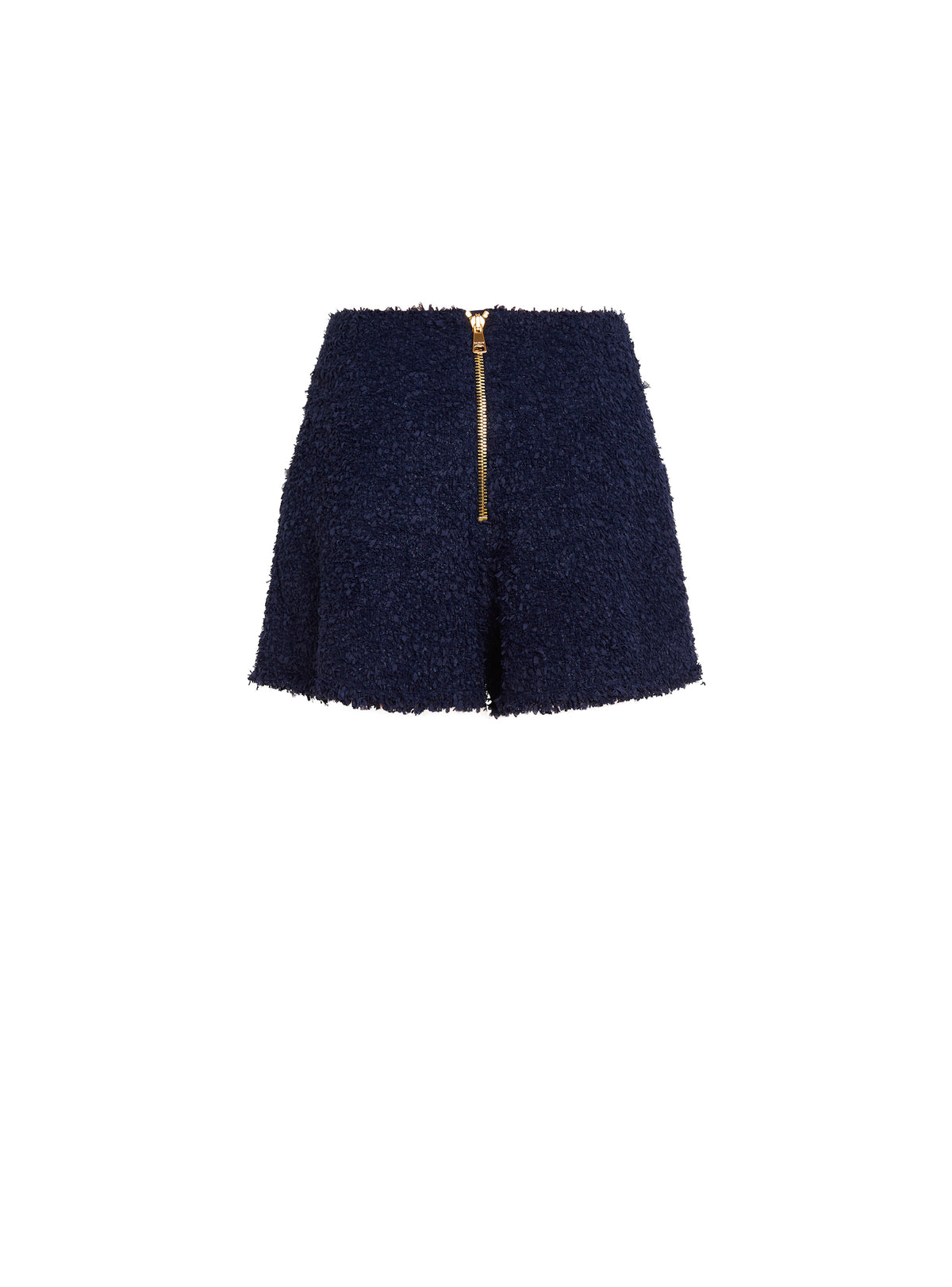 Belted tweed shorts with snail buttons - Midnight Blue