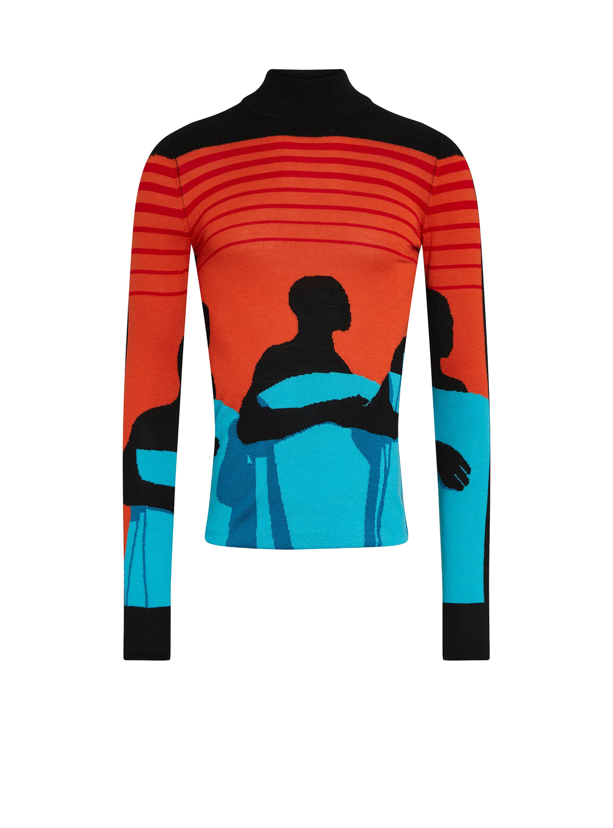 Pull col roulé Artist en laine - Orange & Bleu & Noir