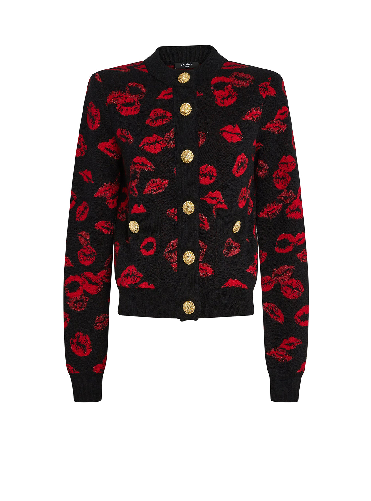 Cardigan court en laine - Noir & Rouge