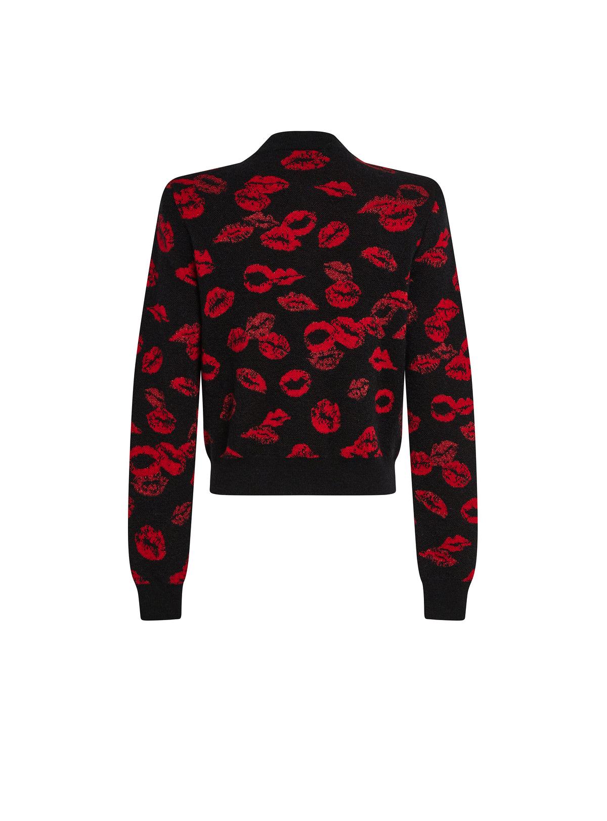 Cardigan court droit poches - Noir & Rouge