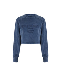 Sweatshirt brodé balmain couture - Bleu & Bleu