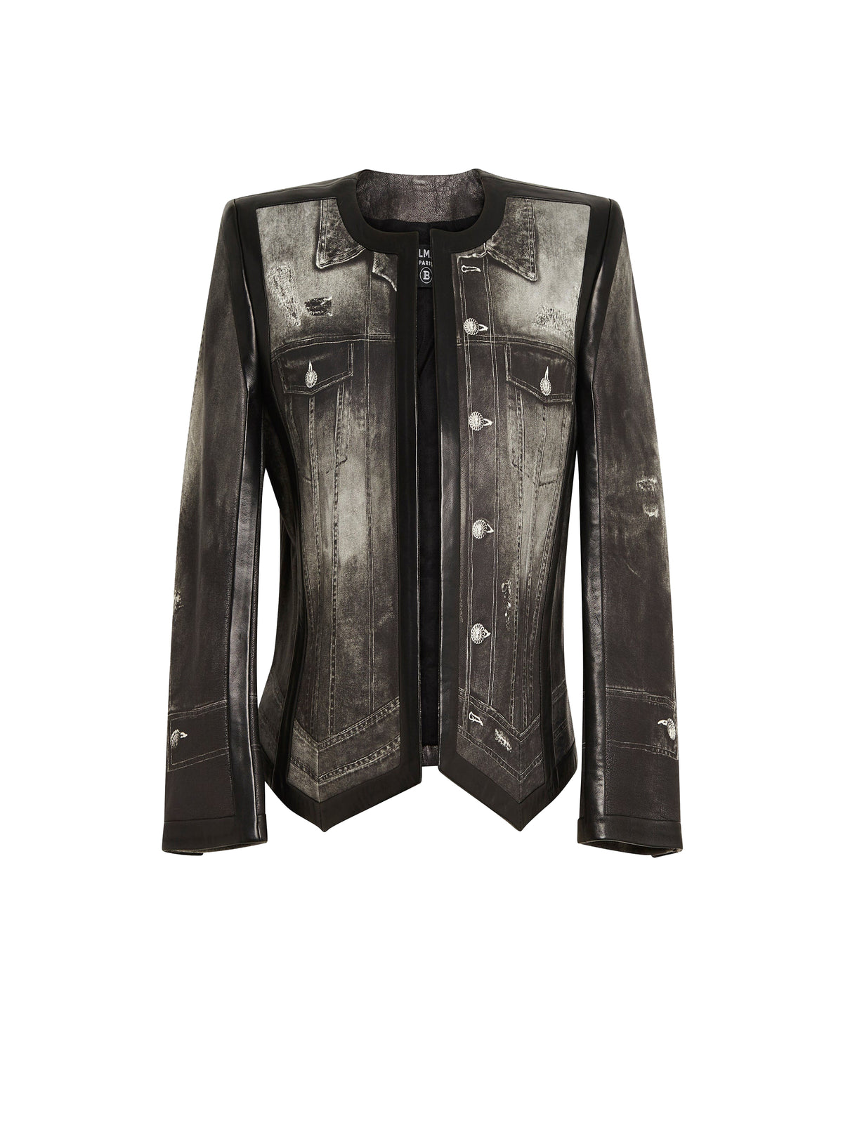 Veste en cuir - Gris Denim & Noir