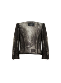 Veste en cuir - Gris Denim & Noir
