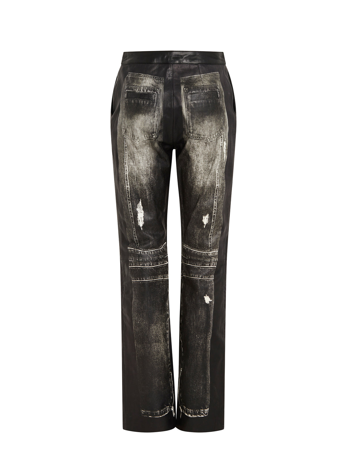 Pantalon en cuir imprimé denim - Gris Denim & Noir