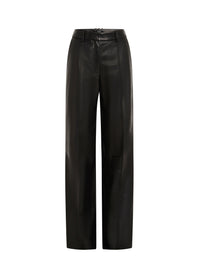 Pantalon droit en cuir - Noir