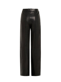 Pantalon droit en cuir - Noir