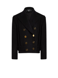 Manteau boutonné en laine - Noir