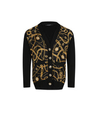 Cardigan long en soie et maille - Noir & Or