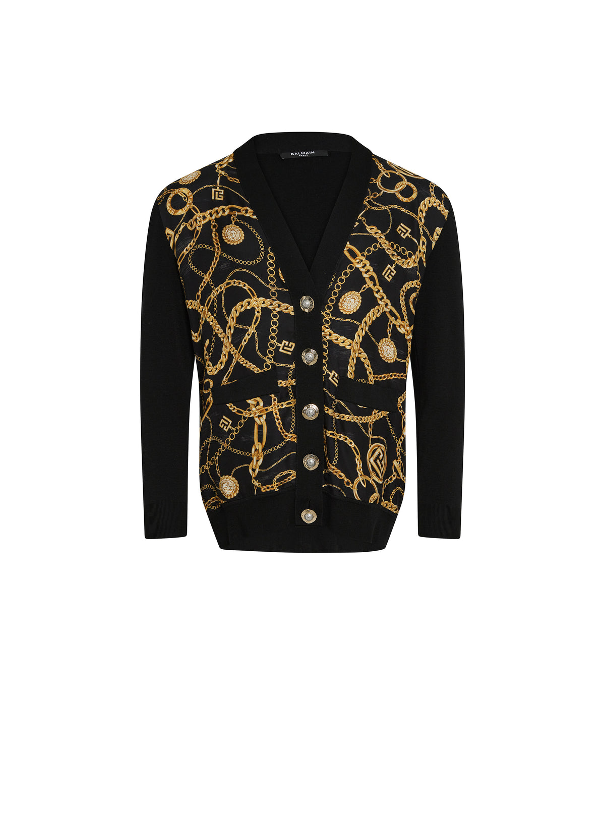 Cardigan long en soie et maille - Noir & Or